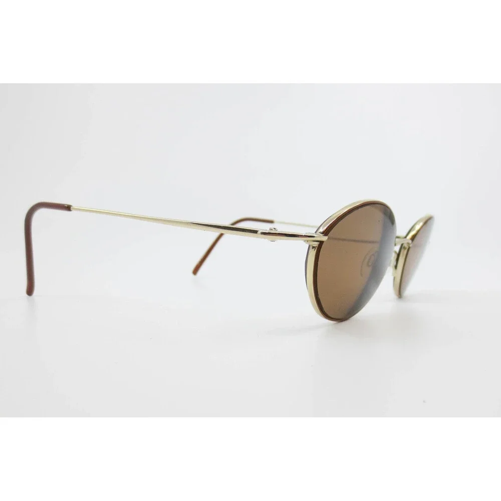 Flexon by Marchon 812 Gold Oval Sunglasses Brown Lens 50-18-140 Cashmere Brown